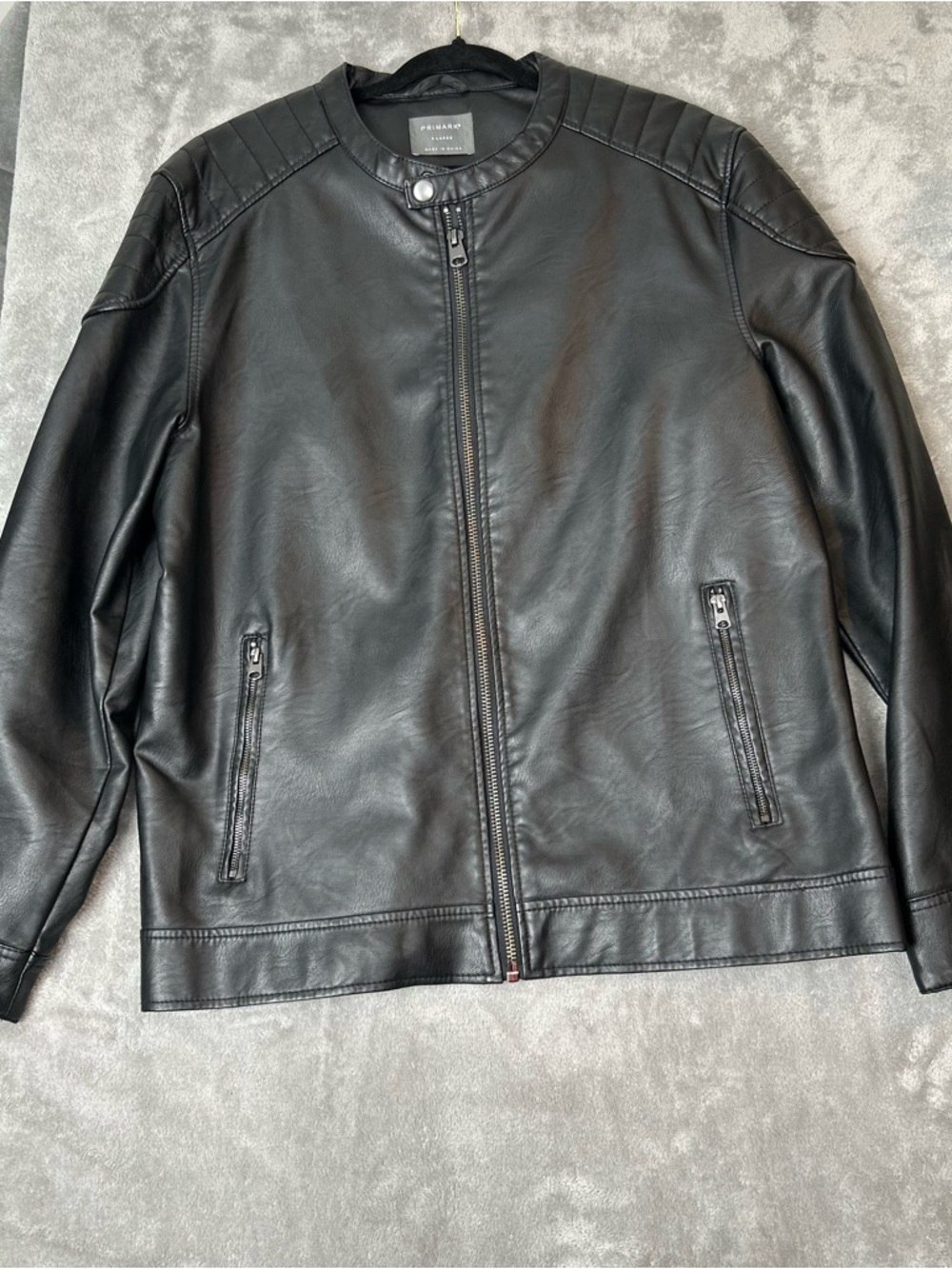 Primark Men’s Jacket Black Faux Leather Moto Biker Jacket Size Extra Large XL